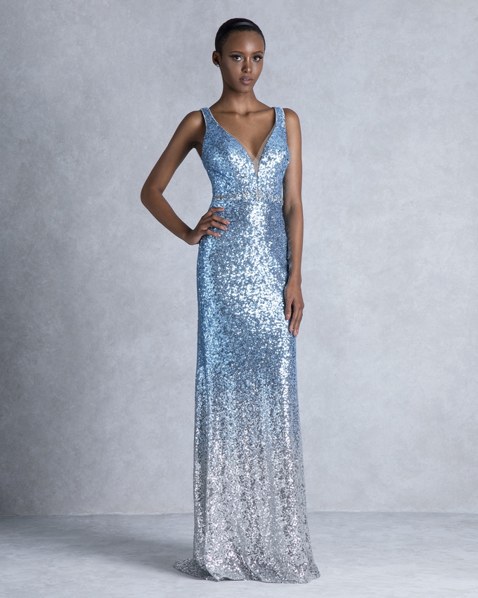 Long evening dress with sequence and open back