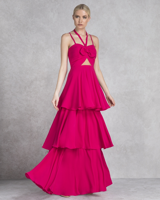Cocktail dress with ruffles and bow