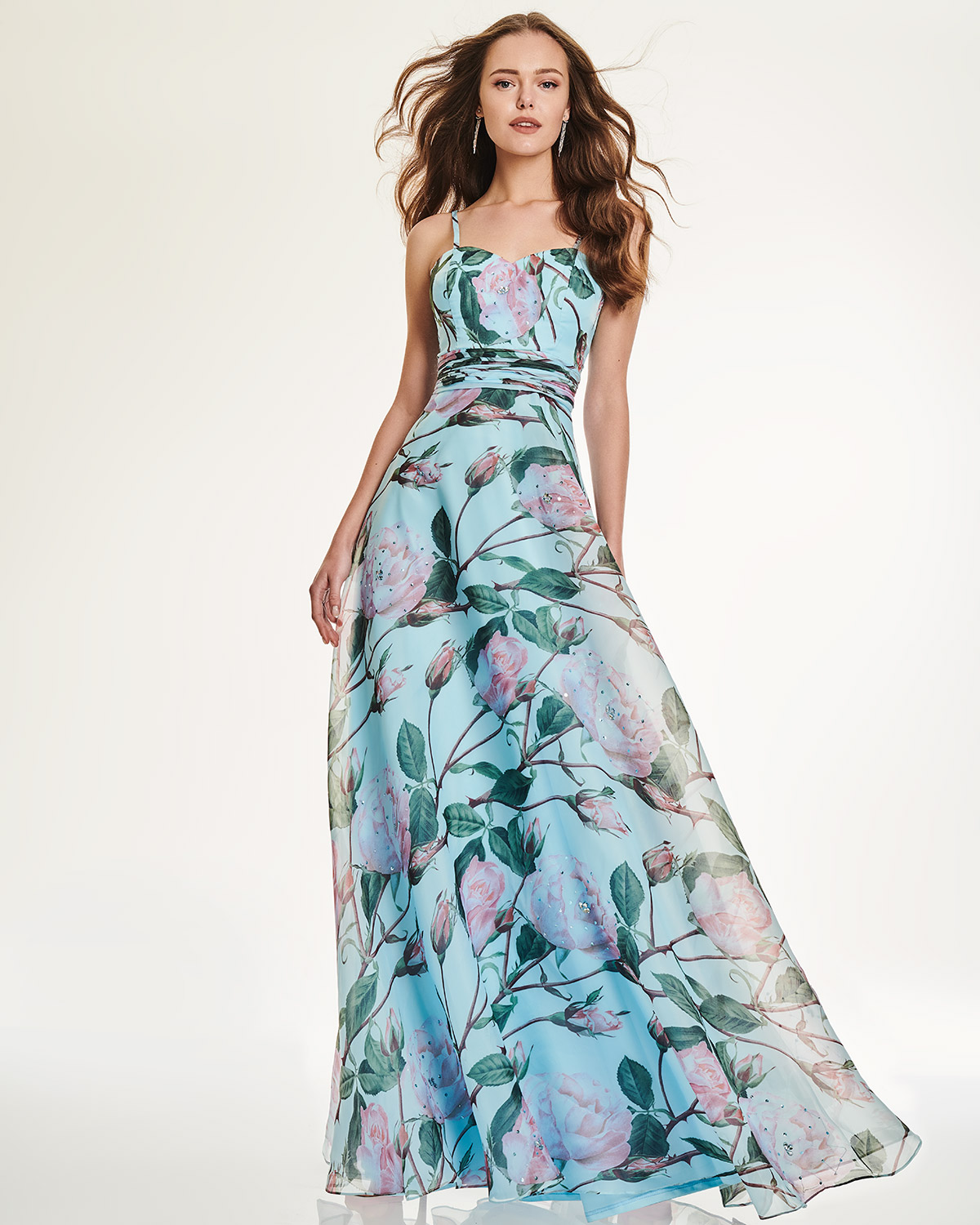 Κοκτέιλ Φορέματα / Κοκτέιλ μακρύ φόρεμα με φλοράλ μοτίβο
