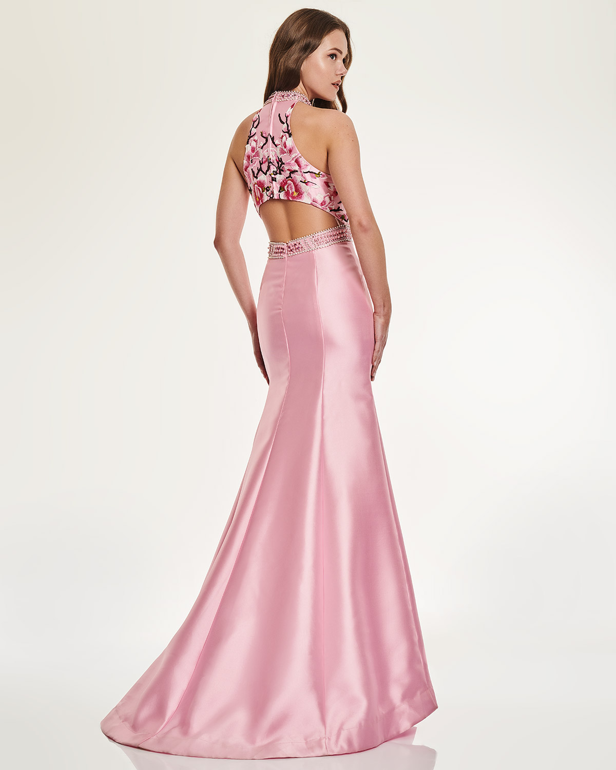 Cocktail Dresses / Long Evening Dress with floral bust and beading