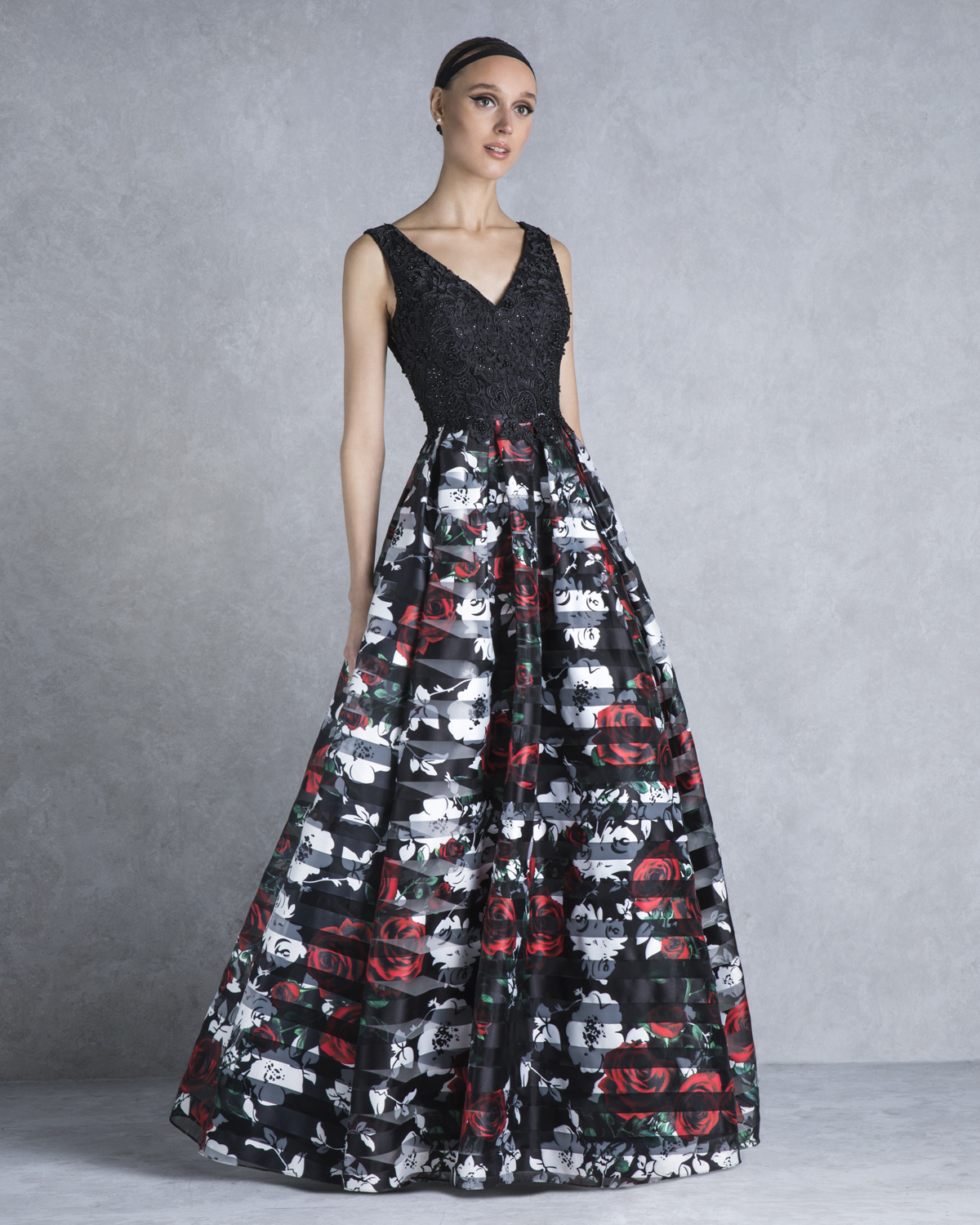 Коктейльные платья / Evening printed dress with lace top