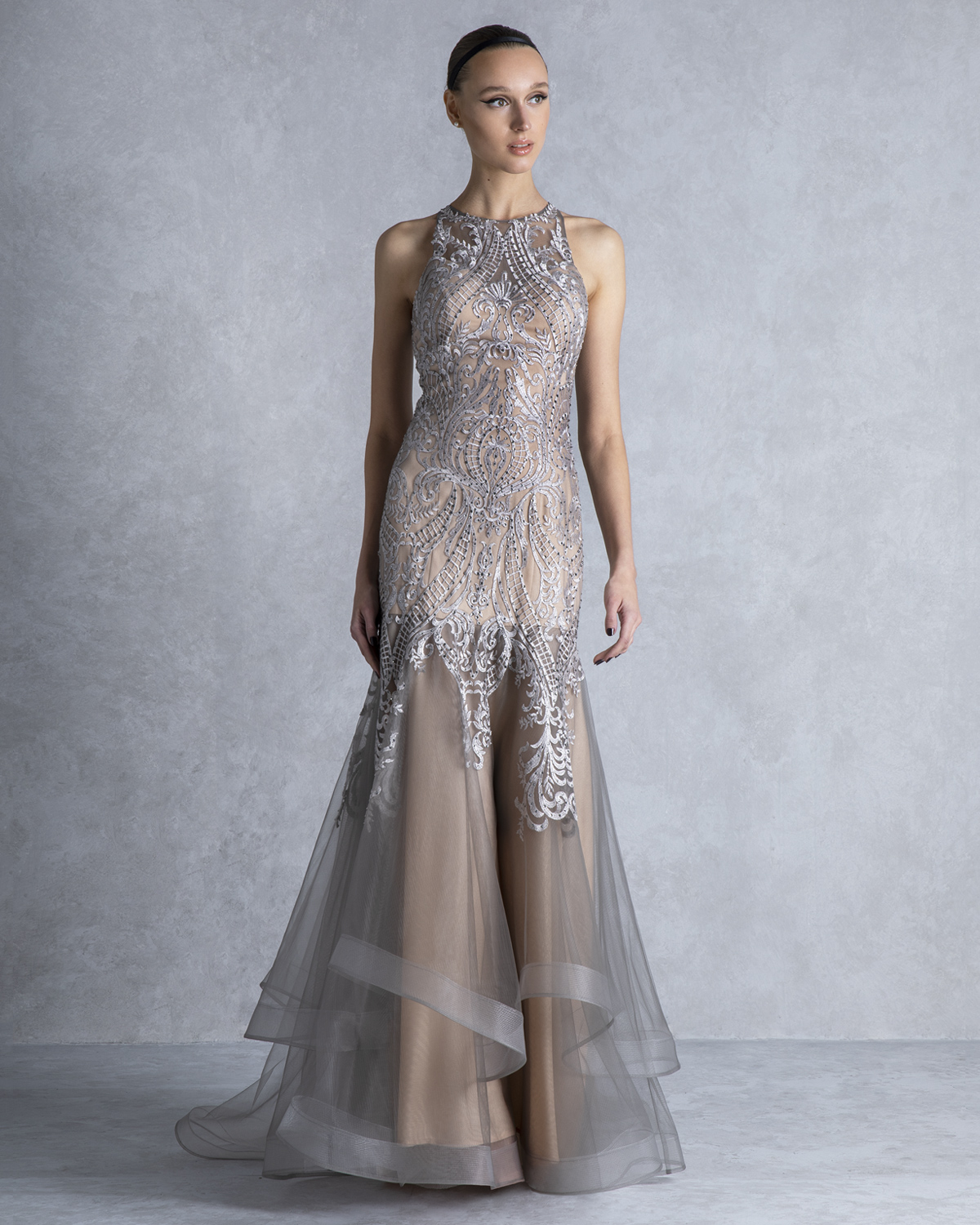 Вечерние платья / Long evening dress with tulle and lace