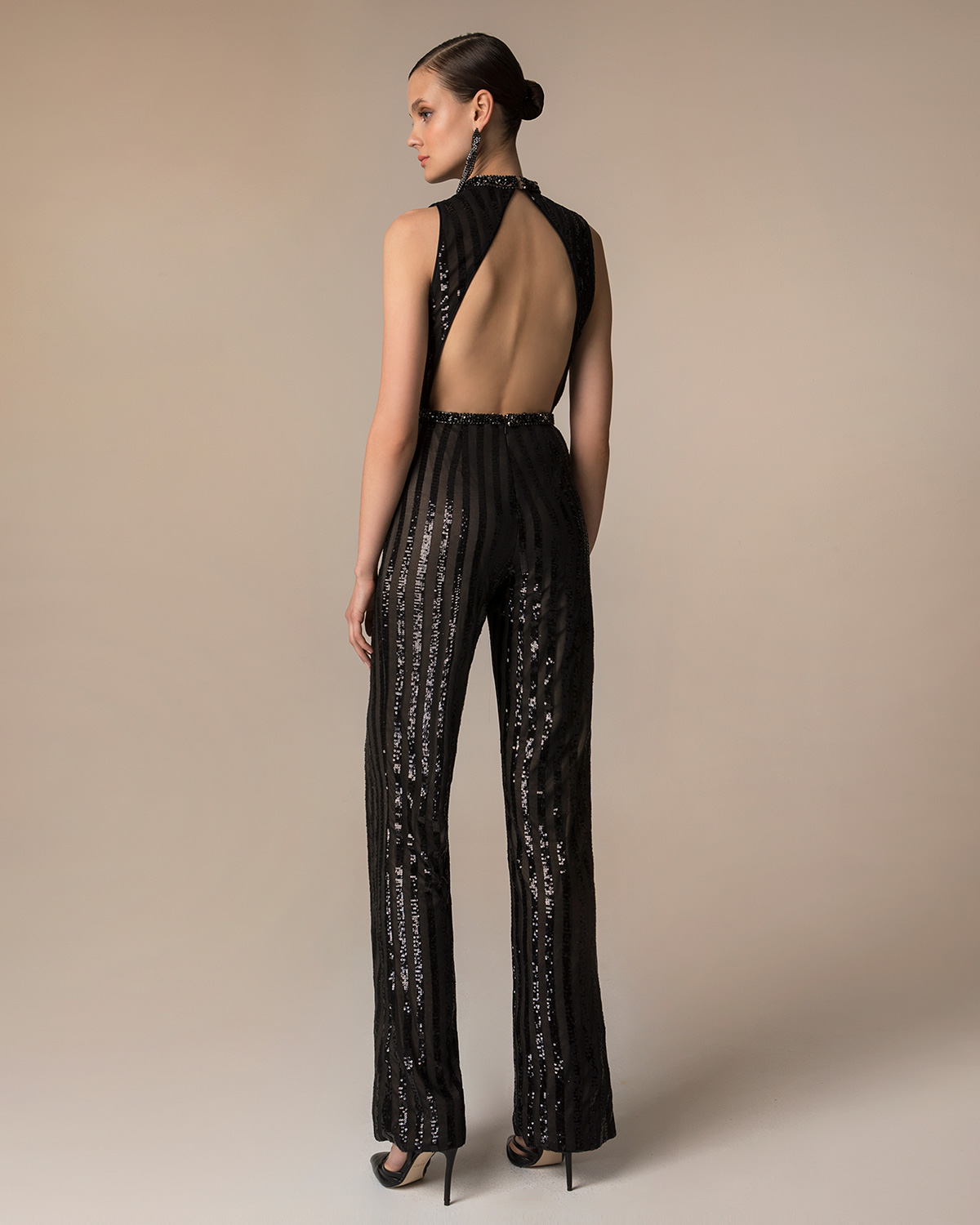 Evening Dresses / Evening jumpsuit with sequence and open back