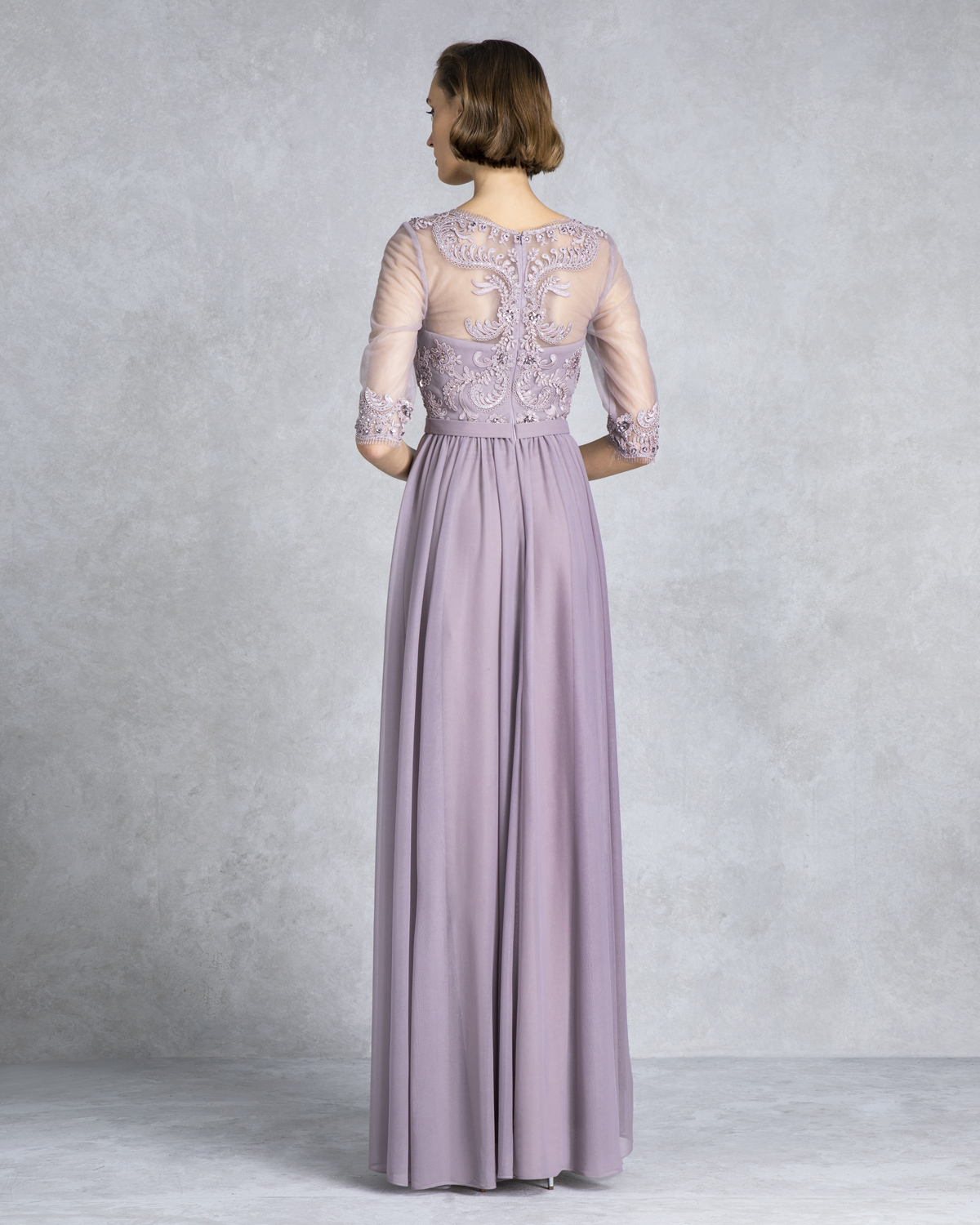 Classic Dresses / Long mother of the bride evening dress with beading and sleeves