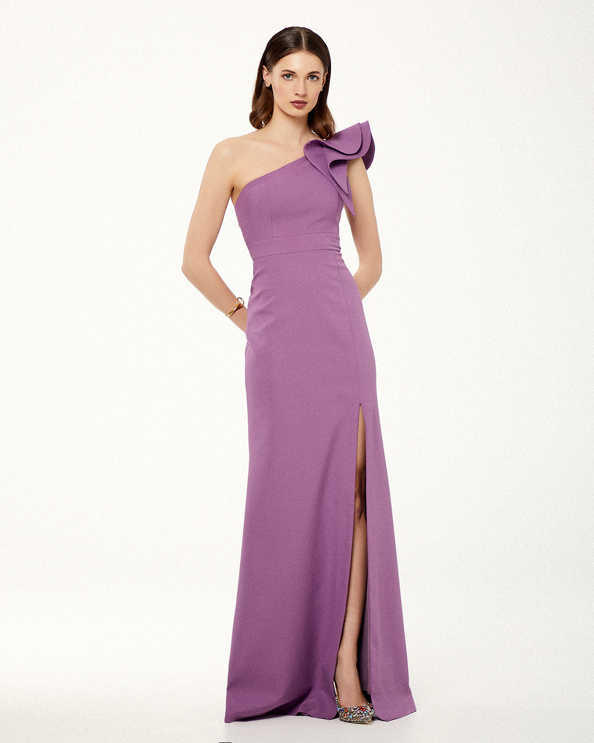 Cocktail Dresses / One shoulder long cocktail dress