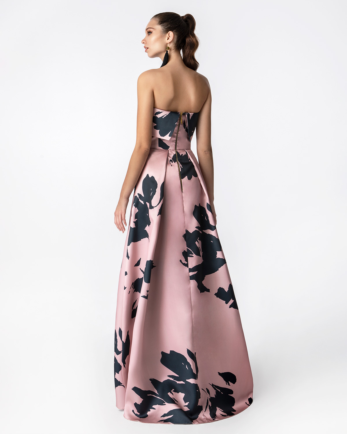 Cocktail Dresses / Long printed strapless dress
