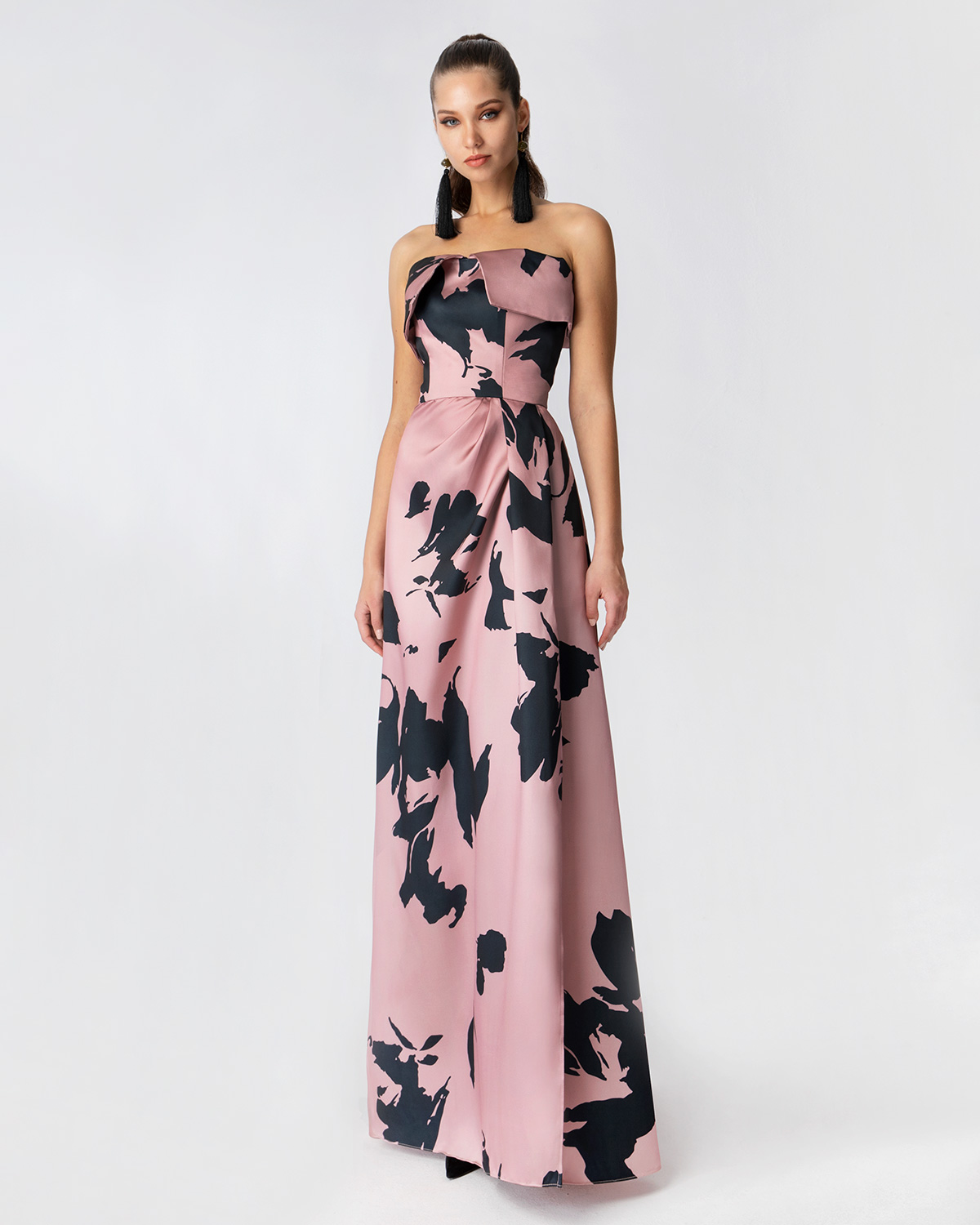 Cocktail Dresses / Long printed strapless dress