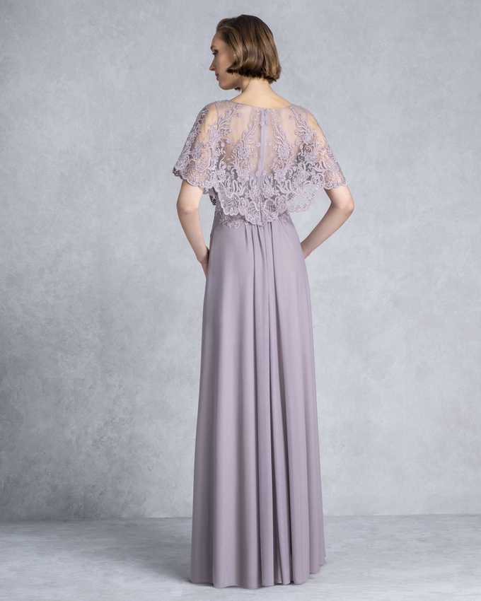 Long evening dress with beaded cape