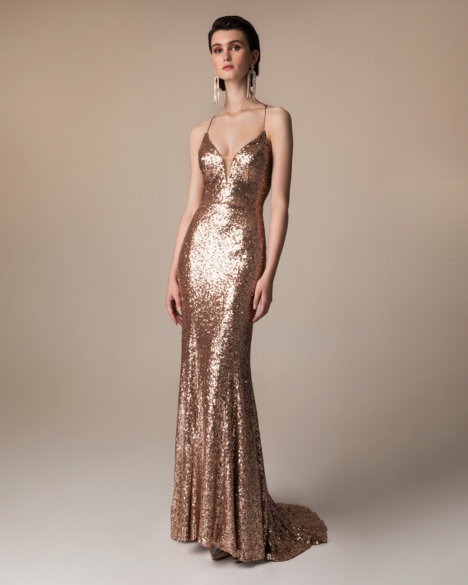 Long evening dress with sequence and open back
