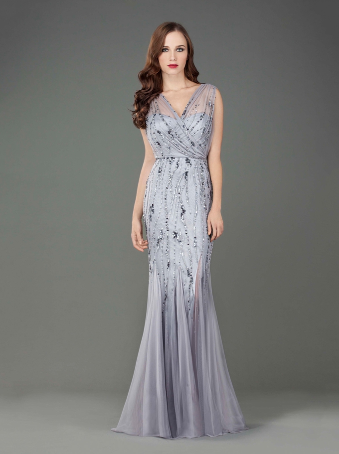 Long evening dress with beading