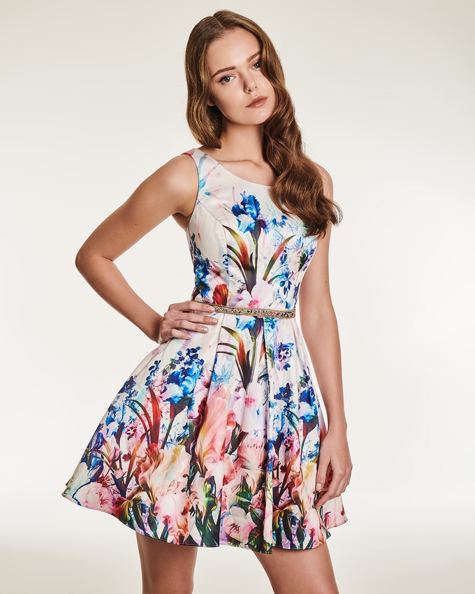 Cocktail dress with floral motif