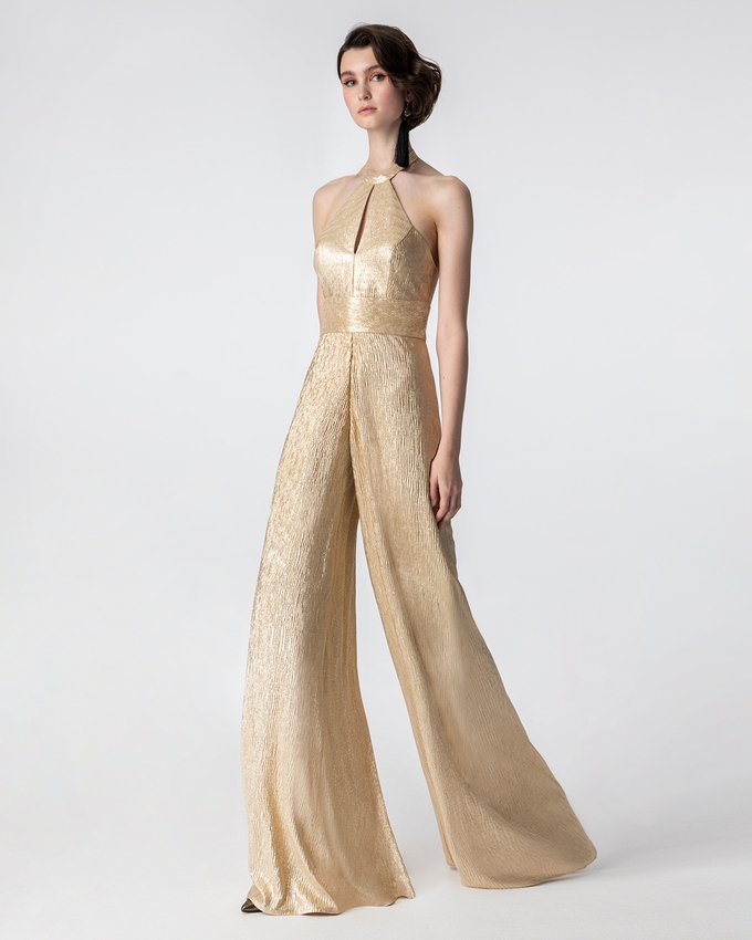 Cocktail lurex jumpsuit with open back