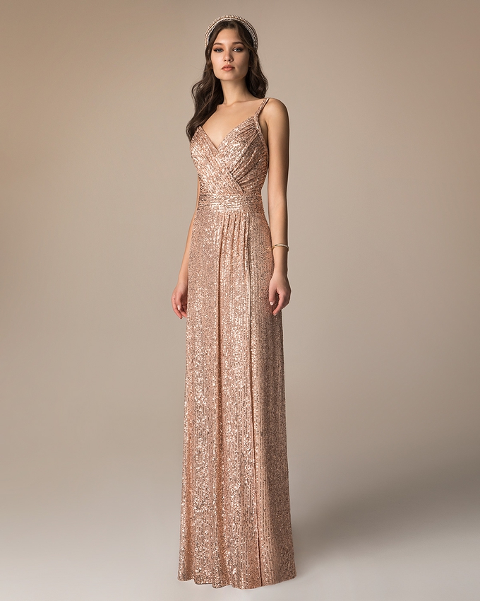 Long evening dress with sequence