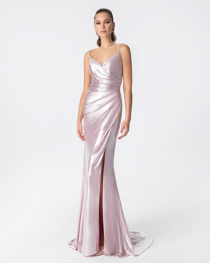 Κοκτέιλ μακρύ φόρεμα lurex με λεπτές τιράντες