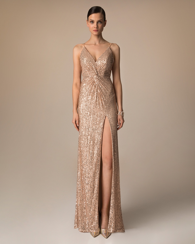Long evening dress with sequence