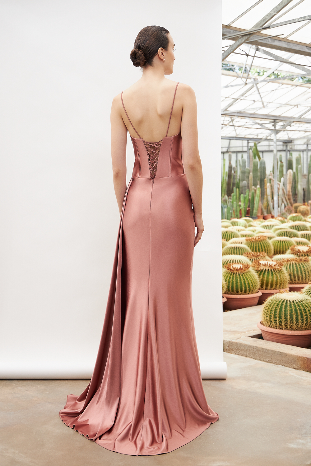 Cocktail Dresses / Long cocktail satin dress with open back