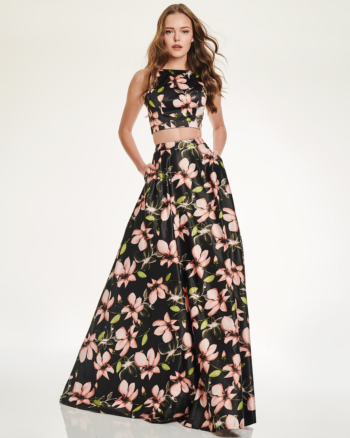 Cocktail Dresses / Long floral skirt with top