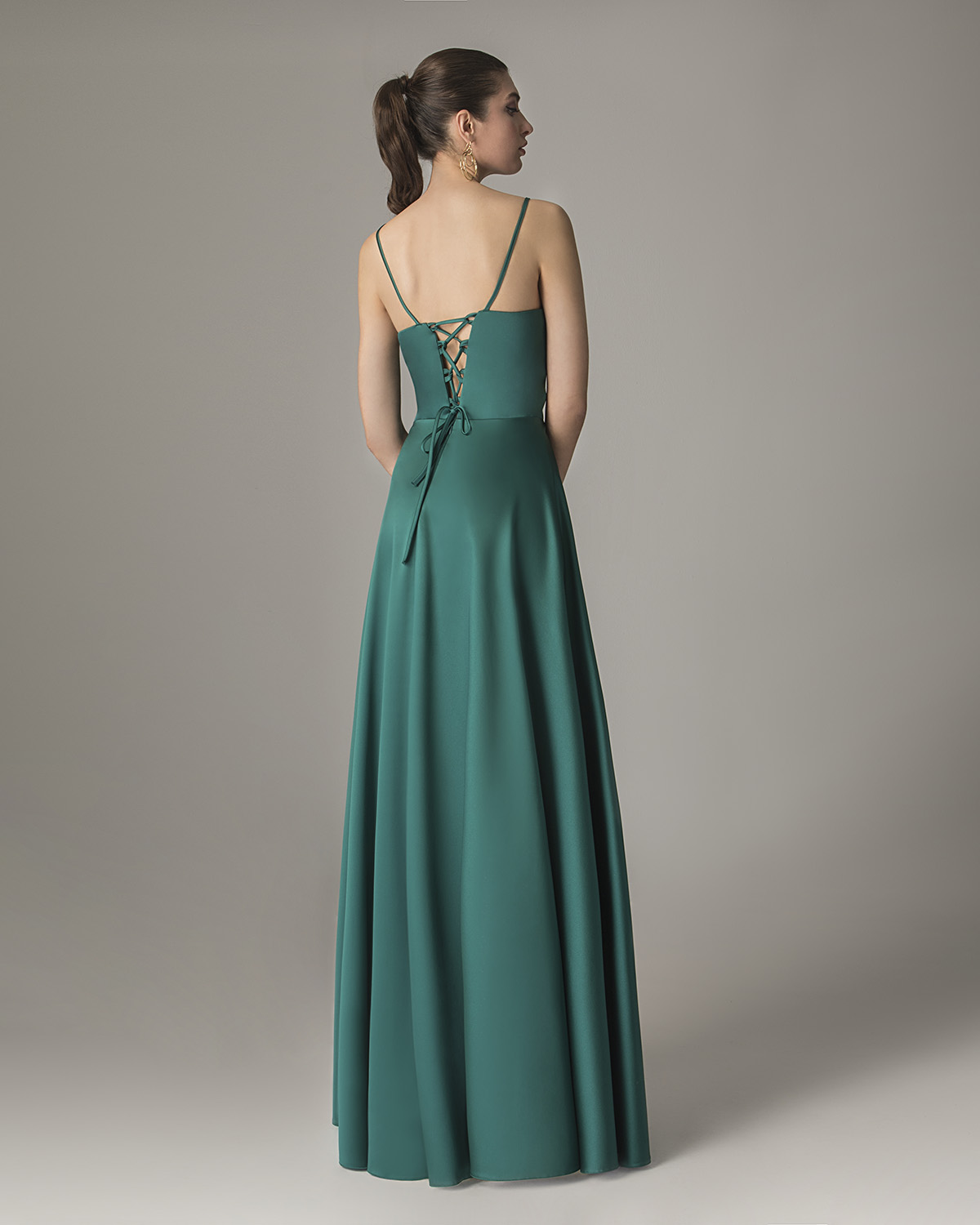 Cocktail Dresses / A long satin cocktail dress with open back