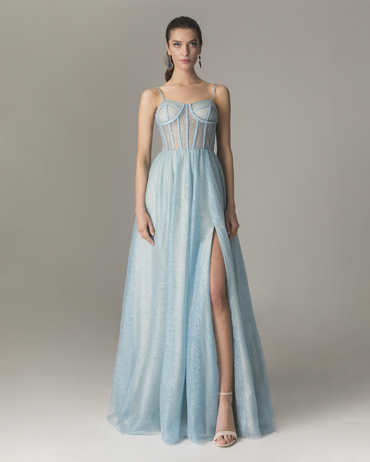 LUANN - Long dress with shining fabric