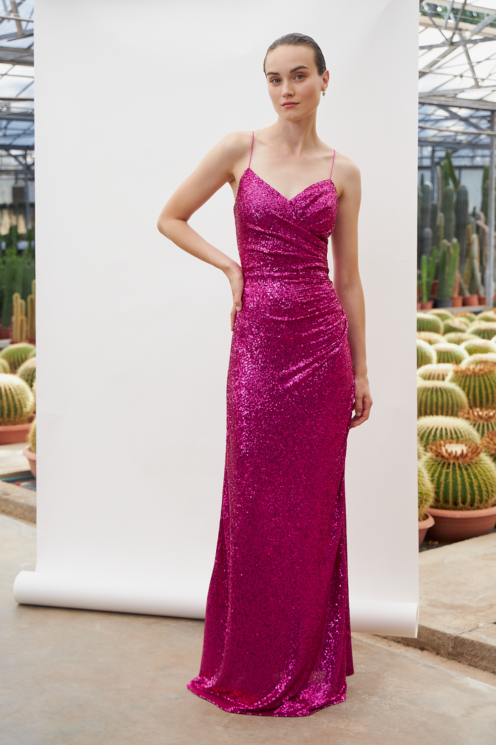 Evening Dresses / Long evening open back dress with sequences