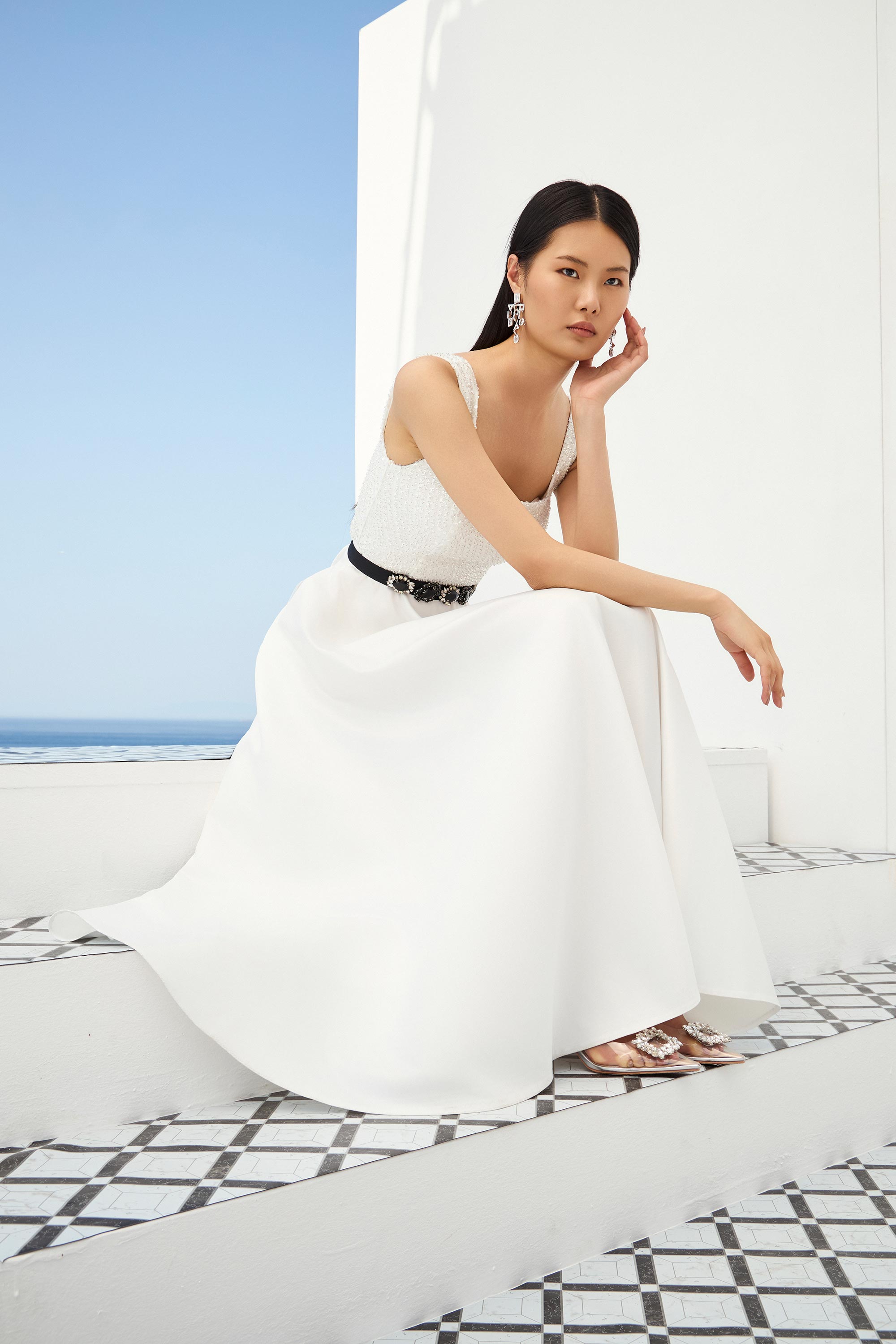 Κοκτέιλ Φορέματα / Κοκτέιλ μίντι φόρεμα με ολοκέντητο μπούστο, ιδανικό για βάπτιση.