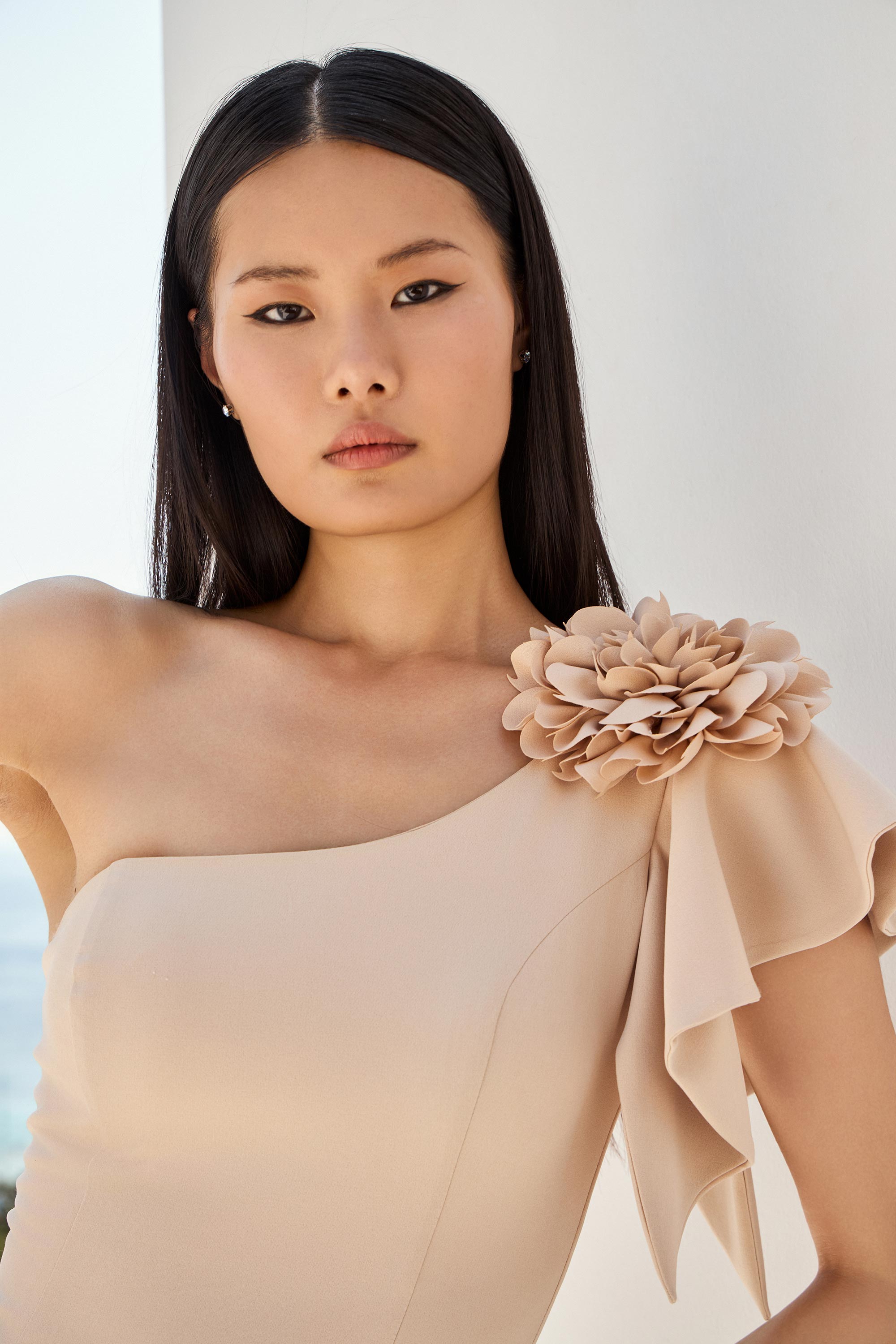 Βραδινά Φορέματα / Βραδινό γοργονέ φόρεμα ενός ώμου με εντυπωσιακό μανίκι.