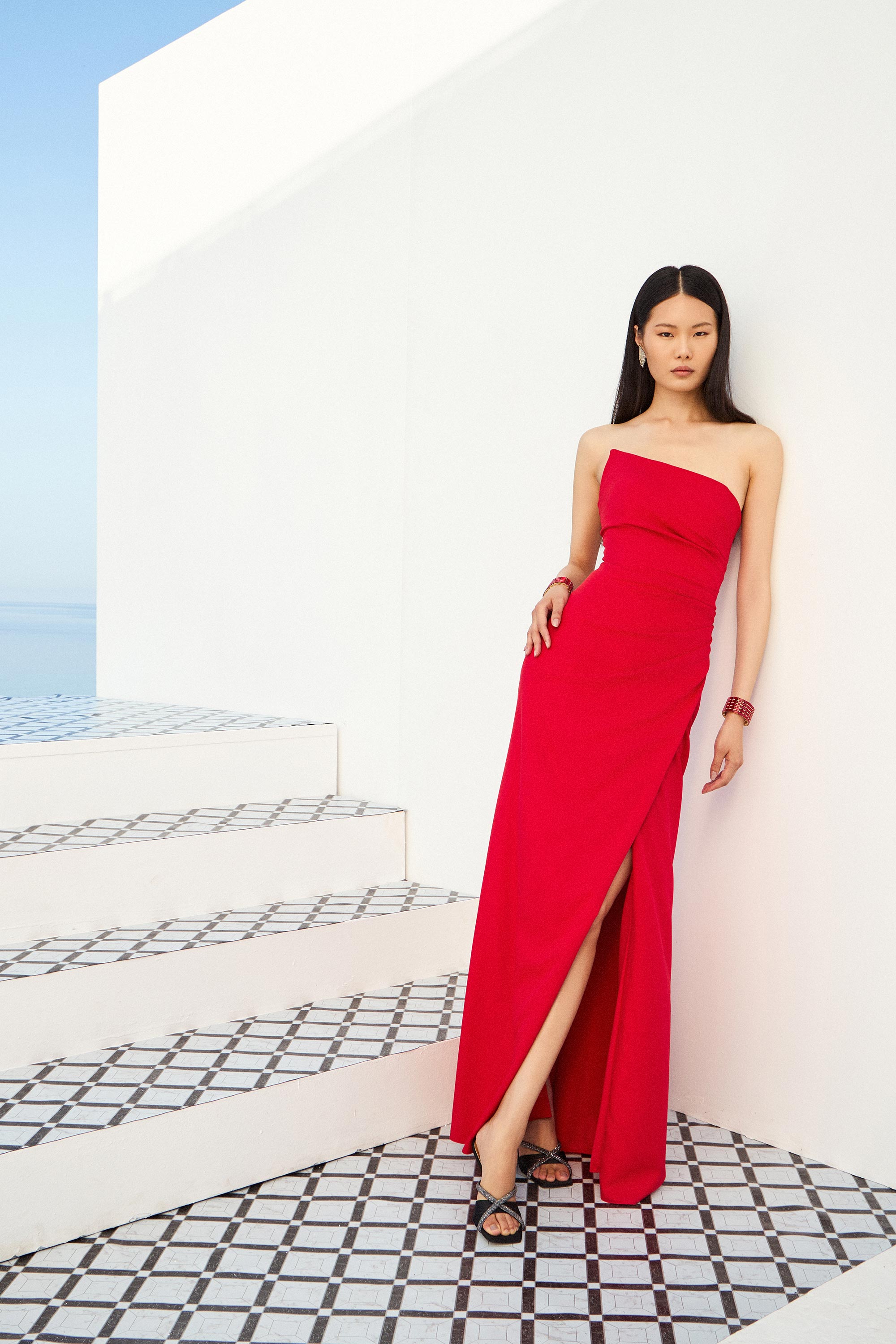 Κοκτέιλ Φορέματα / Κοκτέιλ φόρεμα αποφοίτησης στράπλες, στενό με άνοιγμα μπροστά