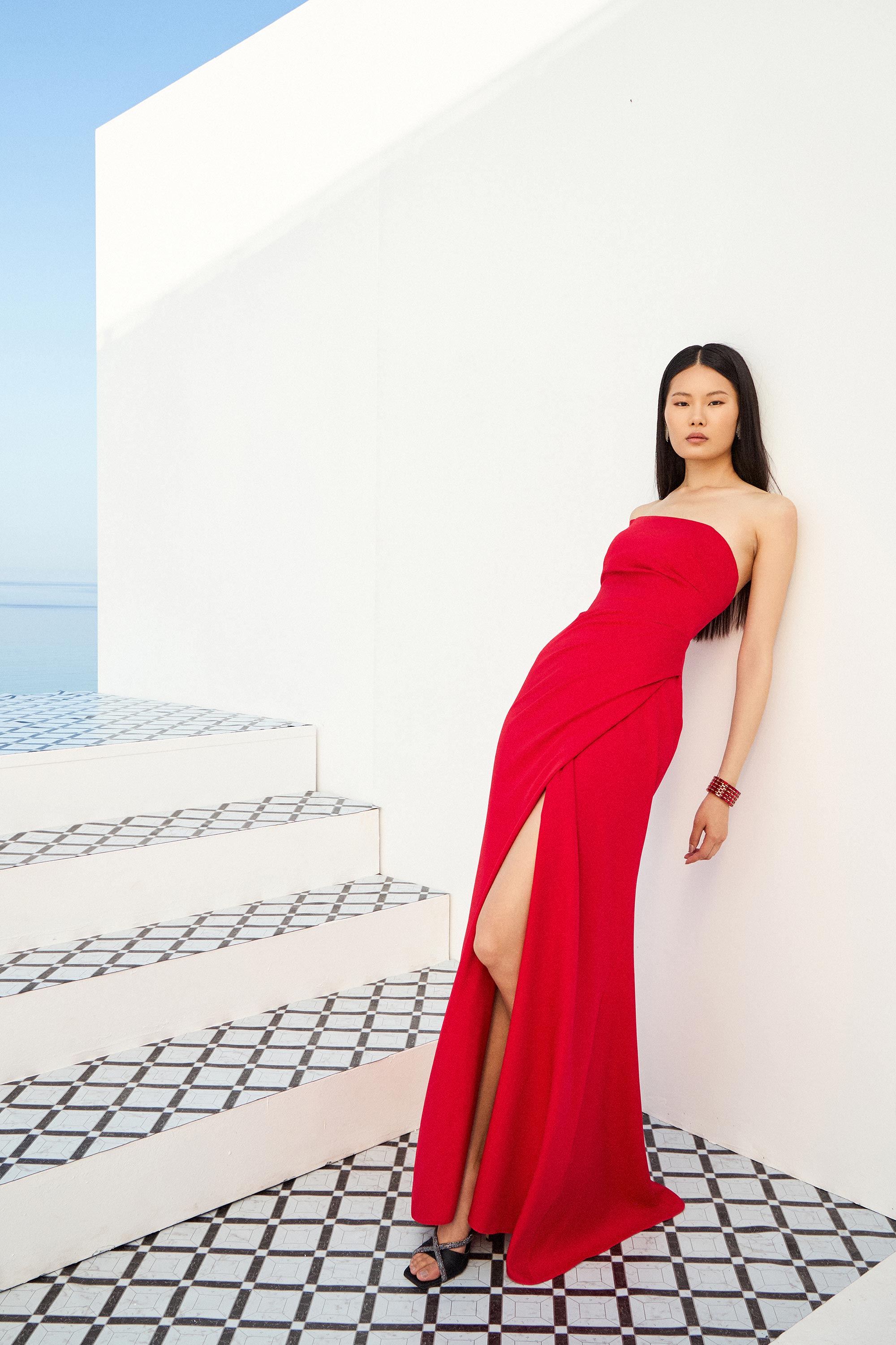 Κοκτέιλ Φορέματα / Κοκτέιλ φόρεμα αποφοίτησης στράπλες, στενό με άνοιγμα μπροστά