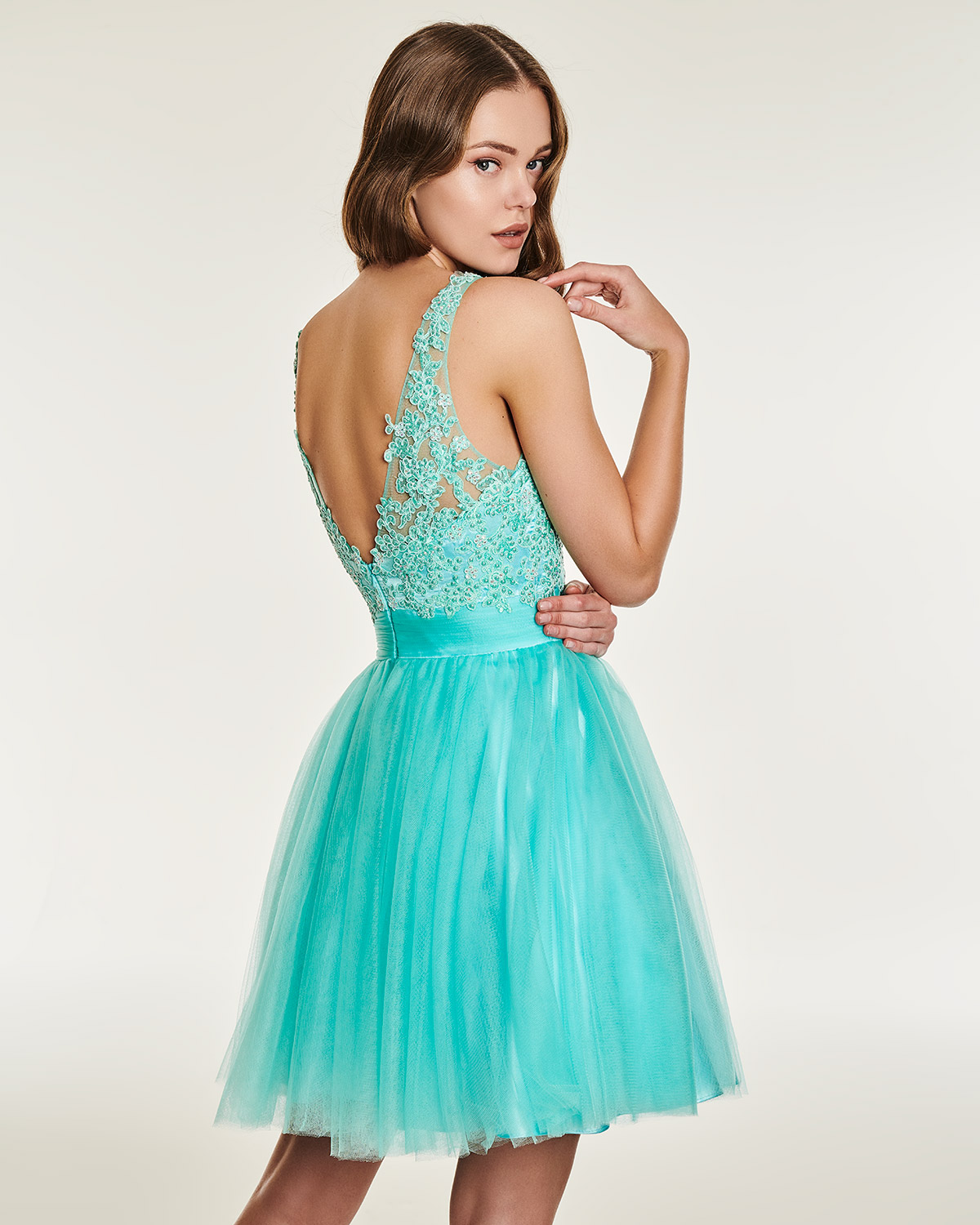 Cocktail Dresses / Cocktail short evening tulle dress with beading