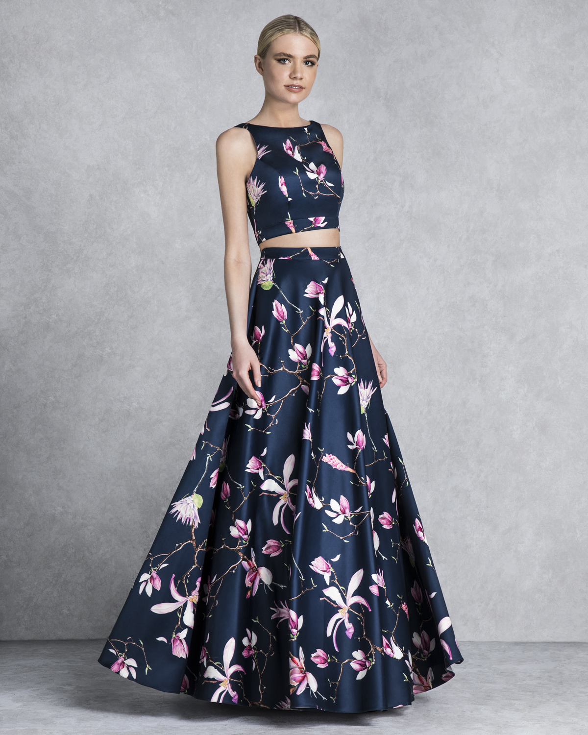Cocktail Dresses / Long floral skirt with printed or solid color top
